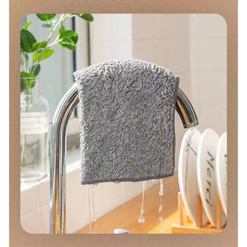 SET 10 Khăn Lau Chén Dĩa Chất Liệu Sợi Than Tre Dày Dặn Thấm Hút Không Dầu Mỡ SIZE TO 25X25