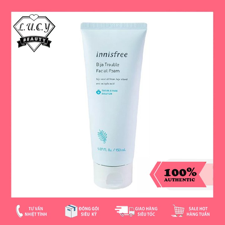 Hàng Hàn- Sữa rửa mặt dành cho da mụn innisfree Bija Trouble Facial Foam 150ml