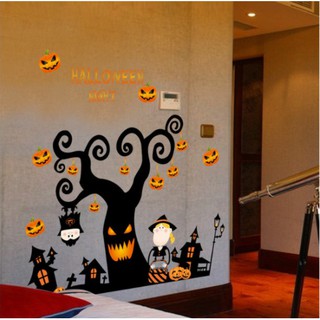 Decal trang trí Halloween - Cây ma treo đèn kinh dị