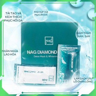 BỘ ĐÔI MẶT NẠ N.A.G DIAMOND MASK-Thải độc, dưỡng trắng da mặt toàn diện/DETOX MASK-WHITENING MASK