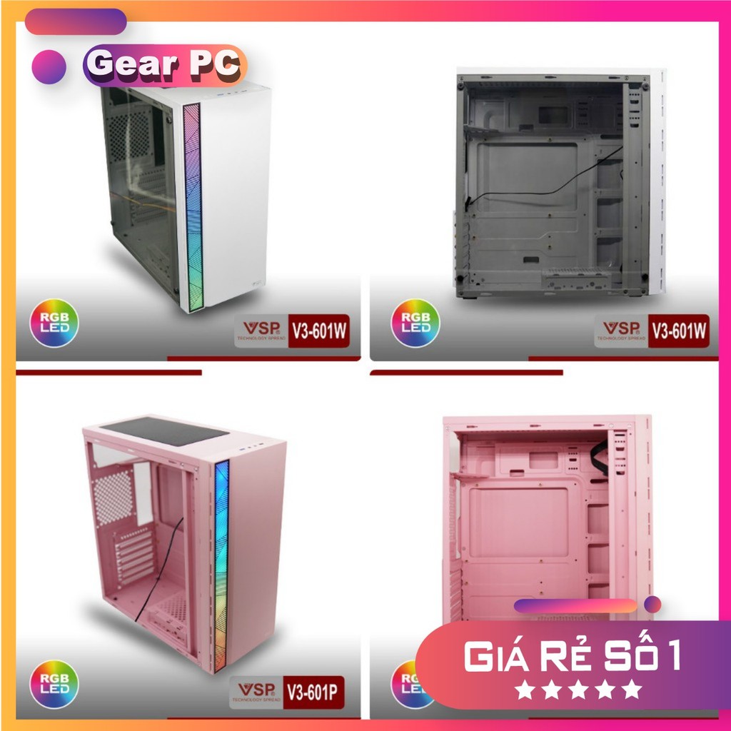 [Giá Sốc] Vỏ Case gaming VSP V3-601P- Mặt hông kính cường lực - ATX/ATX/Mini-ATX - Hàng Chính Hãng -2T_PC