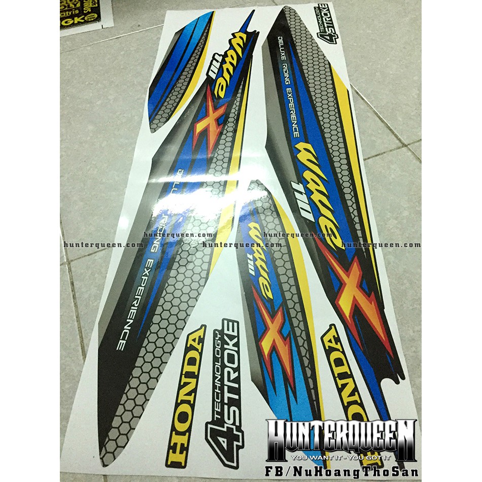 Tem rời xe Wave màu đen. Thay đổi màu sắc và chi tiết theo yêu cầu. Sắc nét, bền màu