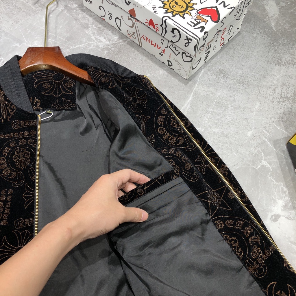 Áo khoác bomber nam cao cấp áo khoác nhung họa tiết thời trang AKH 024 - 213075