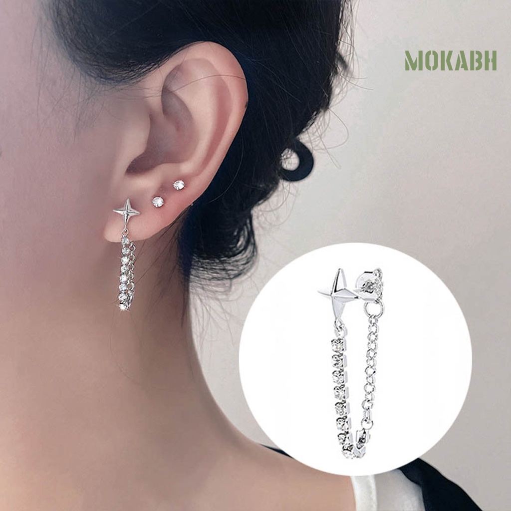 [Mới] 1 Cặp Bông Tai Ngôi Sao Tua Rua Đính Đá Zircon Lấp Lánh Cho Nữ