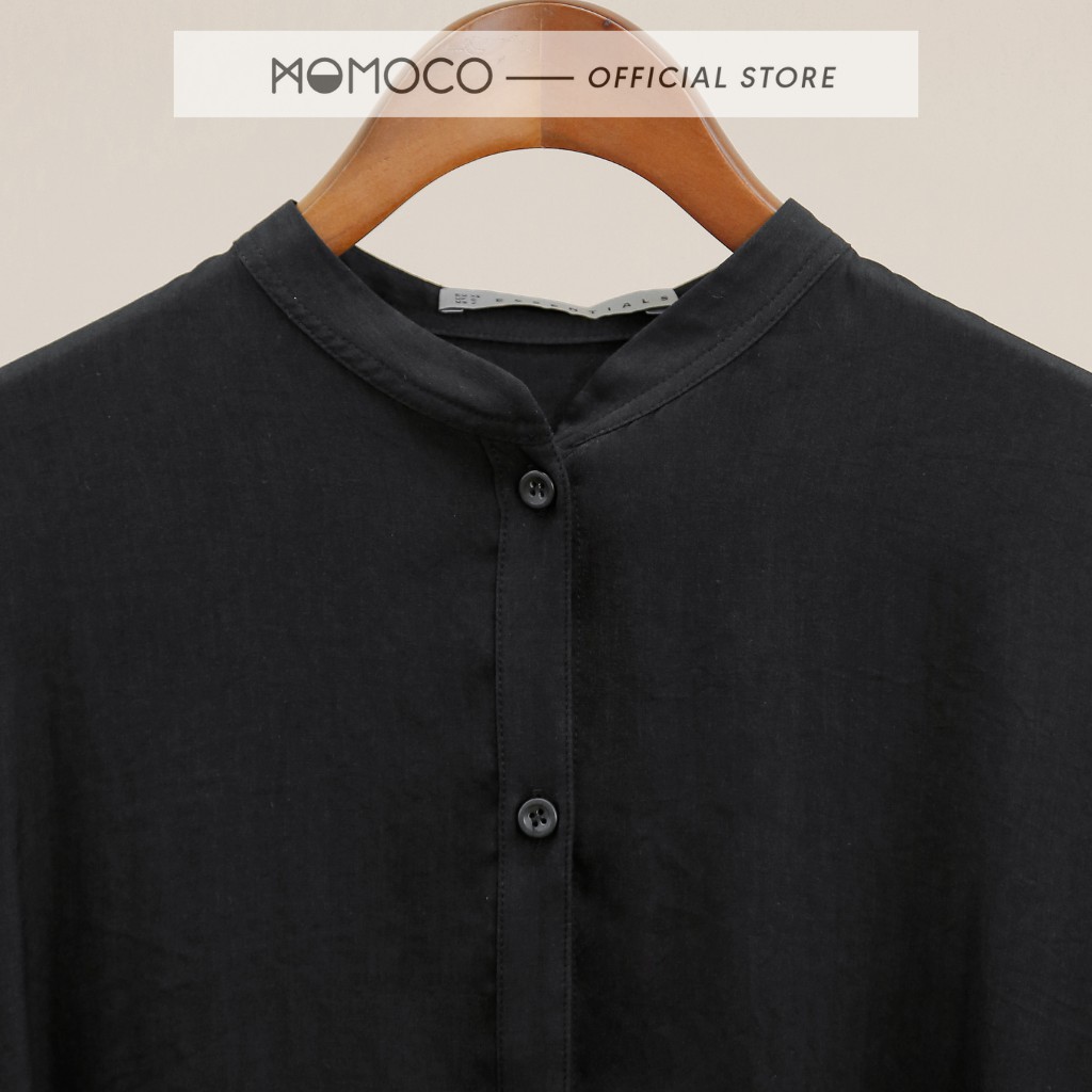 Áo Sơ Mi Cổ Tàu Tay Lỡ MOMOCO ESSENTIALS Chất Lụa Stand Collar Shirt - M2772 | BigBuy360 - bigbuy360.vn