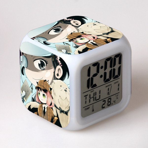(nhiều mẫu) Đồng hồ báo thức in hình SPY x FAMILY gia đình điệp viên anime chibi dễ thương xinh xắn đèn LED đổi màu