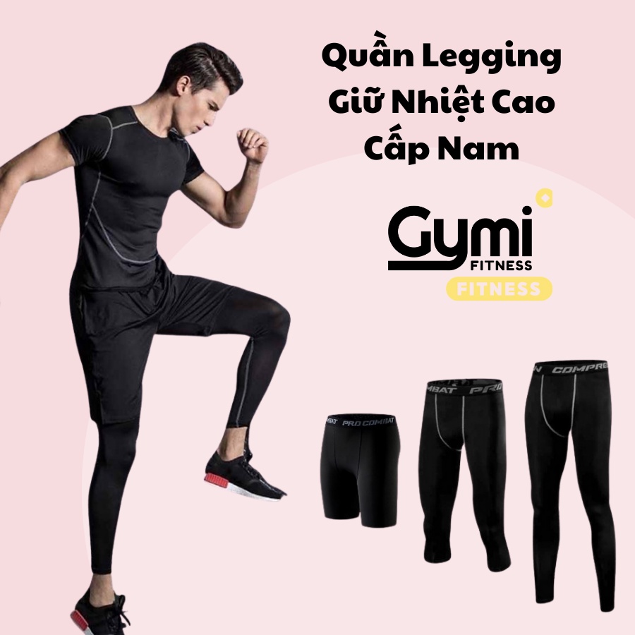QUẦN GIỮ NHIỆT NAM COMBAT PRO, QUẦN LEGGING TẬP GYM NAM MÀU ĐEN