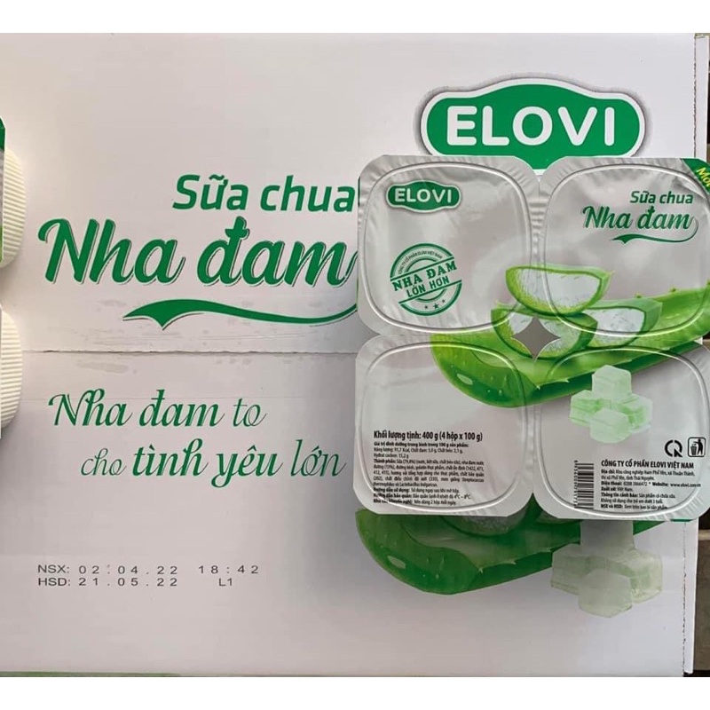 Sữa chua Elovi 100gr vị trắng, dâu, xoài, nha đam
