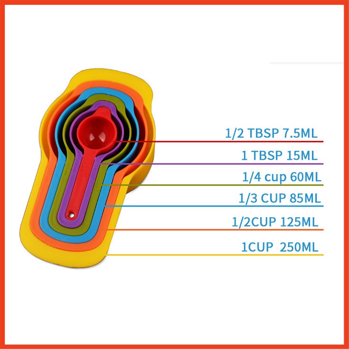 [BỘ 6 CHIẾC] Muỗng đong định lượng sắc màu tiện lợi
