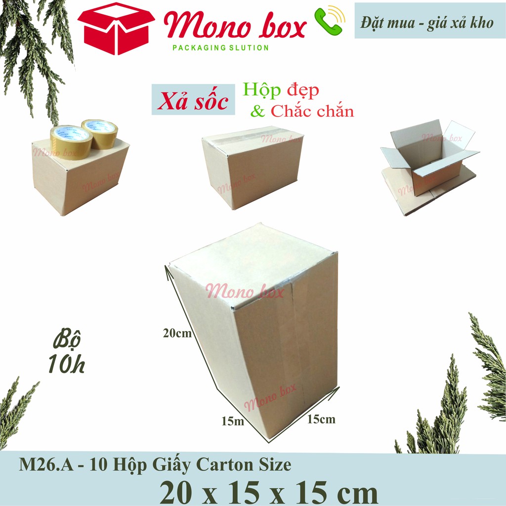 Bộ 10 thùng hộp giấy carton 20x15x15