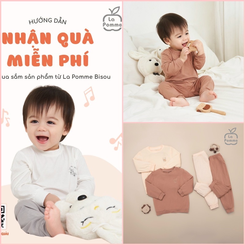 Bộ dài tay La Pomme sắc màu vui nhộn dành cho bé trai bé gái mềm mịn cao cấp