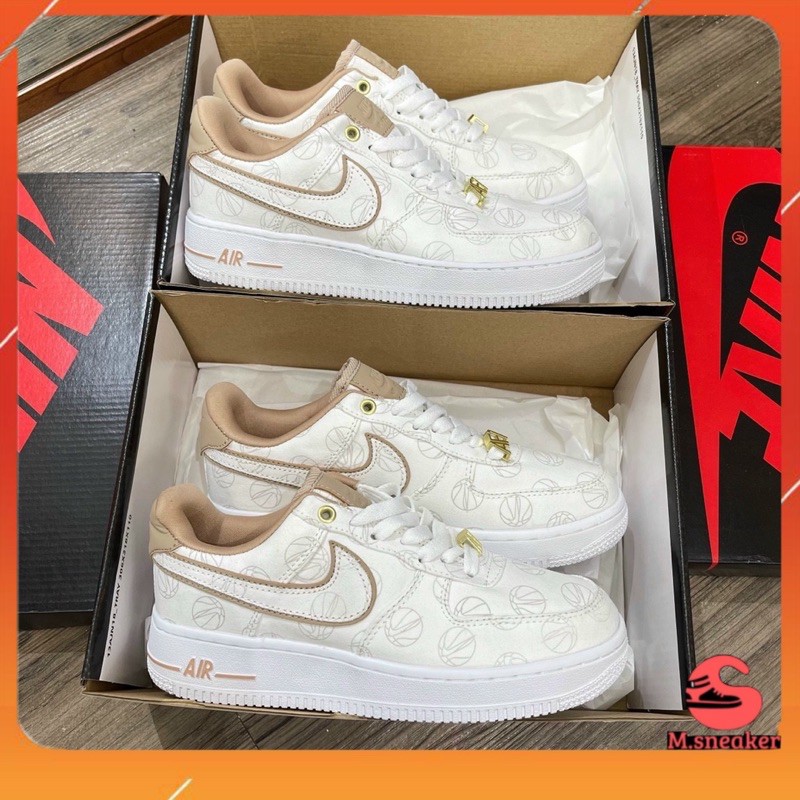 [m.sneaker] giày af1 trắng nâu màu mới in hoạ tiết | BigBuy360 - bigbuy360.vn