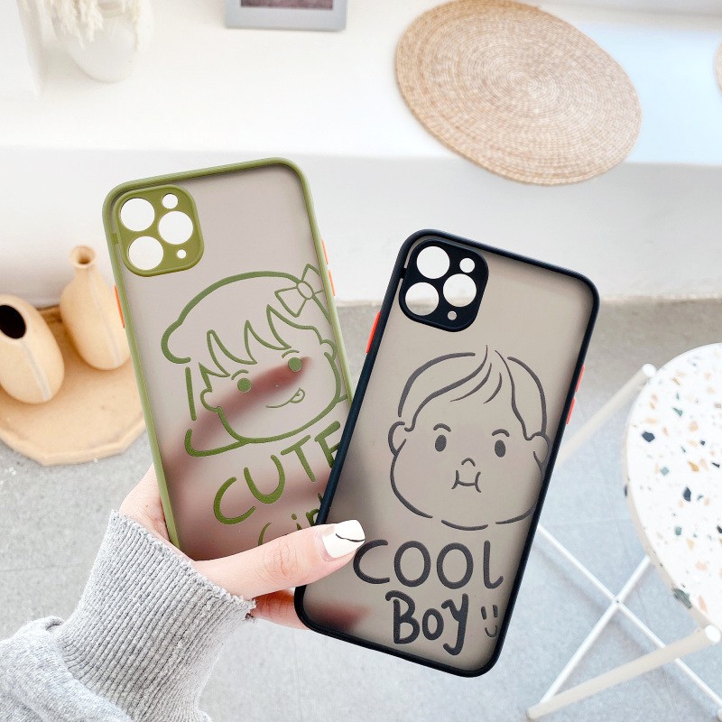 Ốp lưng iphone Cool Couple nhám viền nổi cong 5/5s/6/6plus/6s/6splus/7/7plus/8/8plus/x/xr/xs/11/12/pro/max/plus/promax | BigBuy360 - bigbuy360.vn
