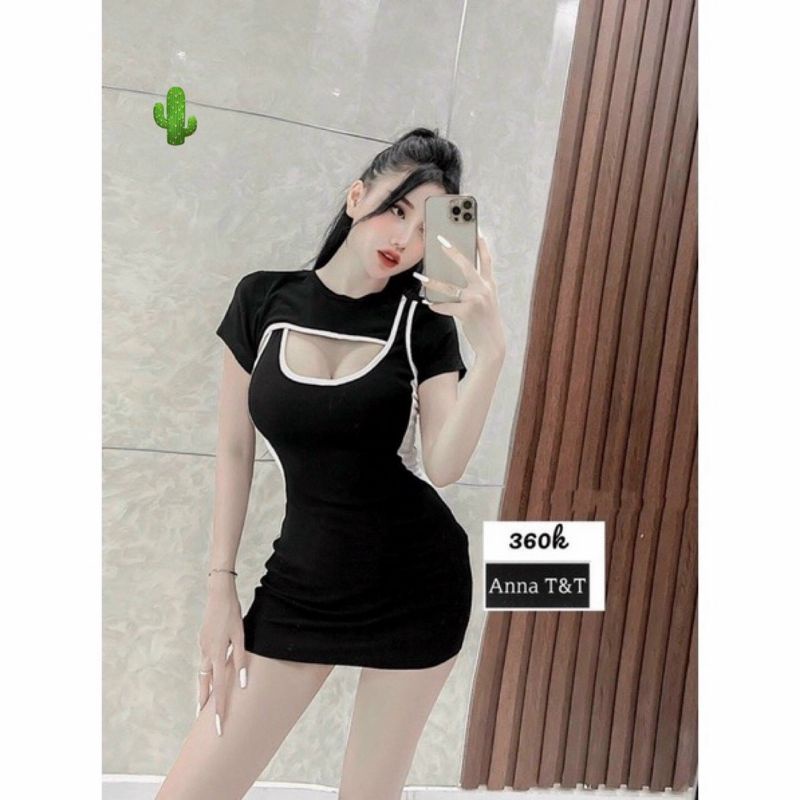 Đầm body viền khoét ngực cá tính Siêu tôn dáng PC