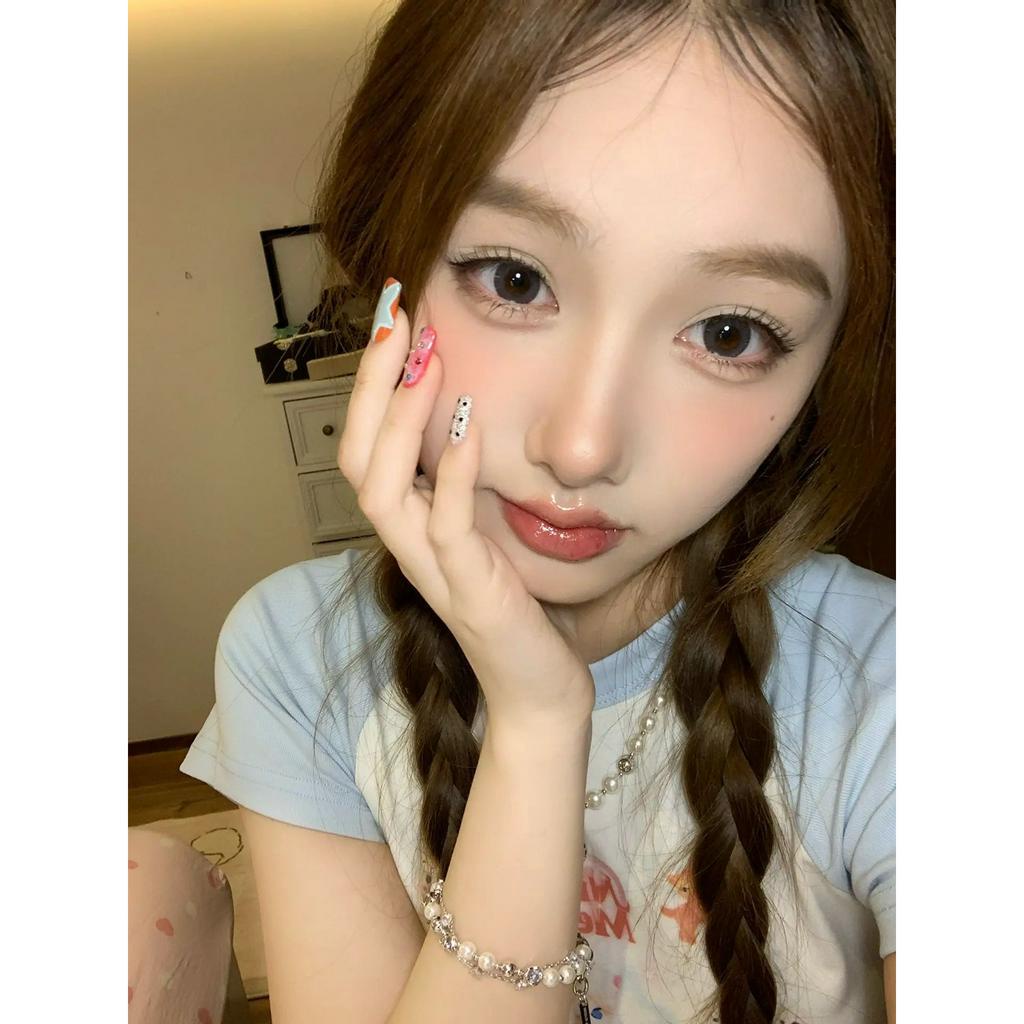 Ethelgirl Áo Thun Tay Ngắn In Hình Mèo Thời Trang Hàn Quốc Dành Cho Nữ