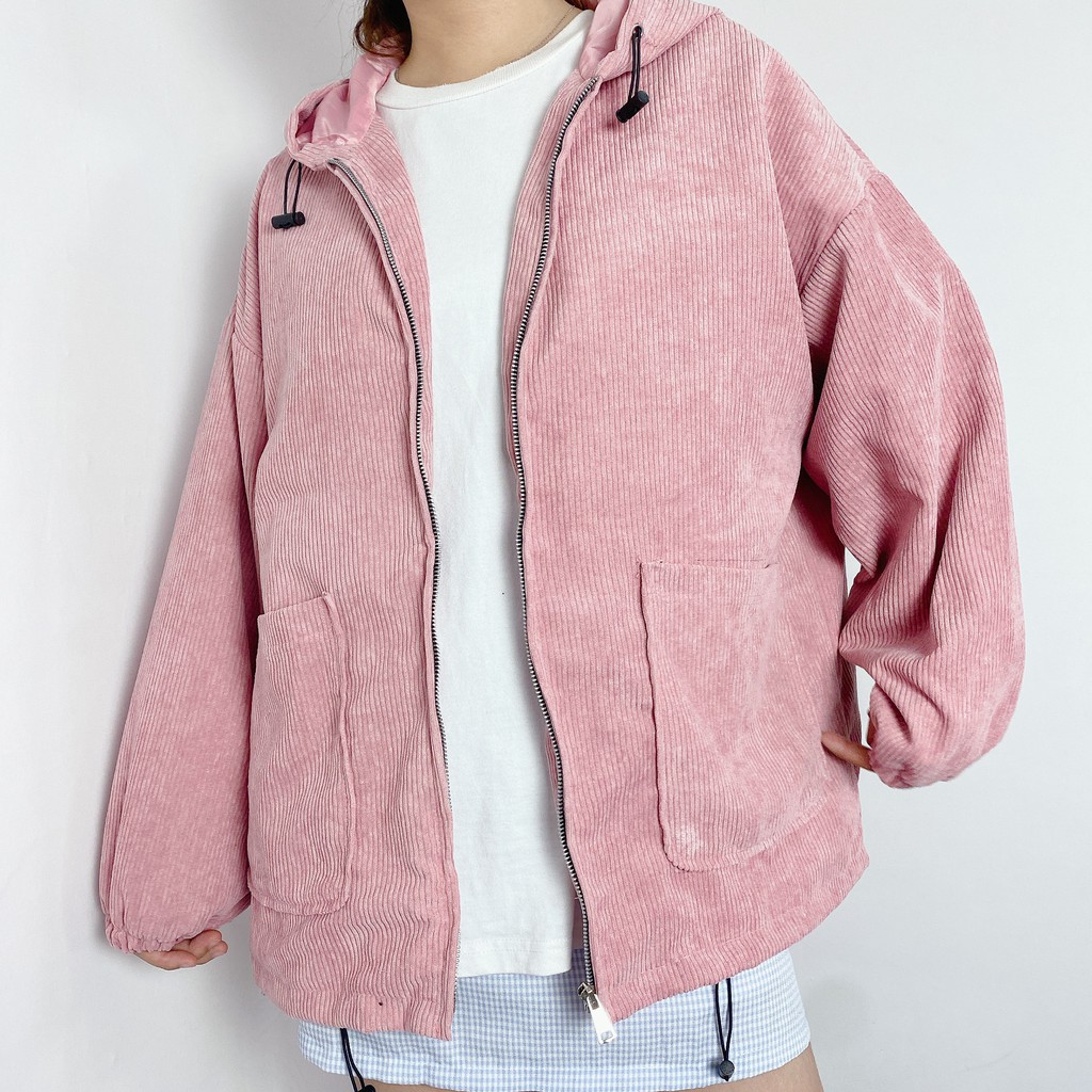 Áo khoác nhung tăm nữ form rộng túi vuông | BigBuy360 - bigbuy360.vn