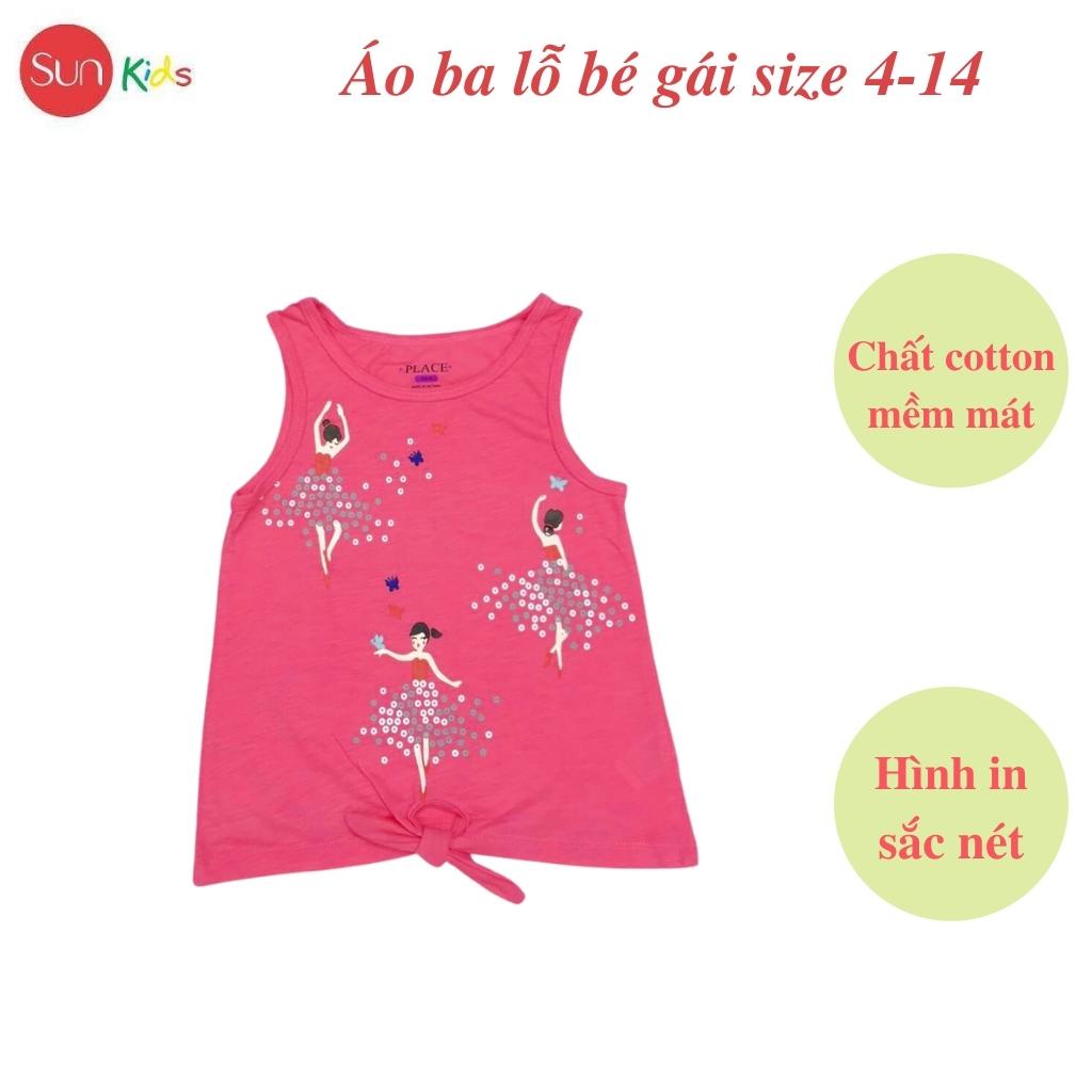 Áo thun cho bé gái, áo phông bé gái chất cotton mềm mát, size 4 - 14 tuổi - SUNKIDS