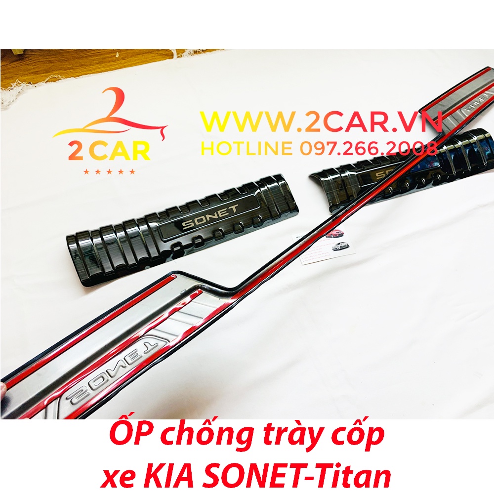 Ốp chống trầy cốp trong, ngoài xe Kia Sonet 2021-2022, Chất liệu Titan cao cấp