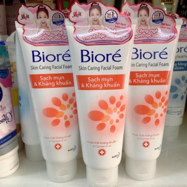 Sữa rửa mặt Biore Skin Caring Facial Foam Sạch mụn & Kháng Khuẩn 100g