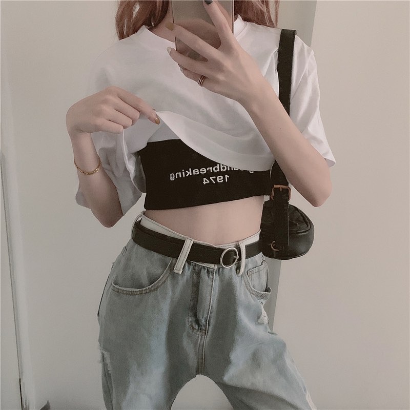 SET Áo Croptop mix áo ba lỗ YAYSHOP chất thun cotton cá tính (hình thật) | BigBuy360 - bigbuy360.vn