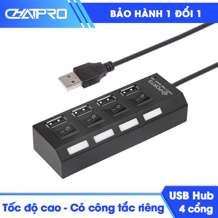 Hub chia USB 4 cổng ROHS có công tắc riêng an toàn