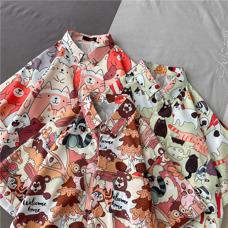 Áo Sơ Mi Tay Ngắn In Họa Tiết Phong Cách Hawaii Hoạt Hình Cho Nam | BigBuy360 - bigbuy360.vn