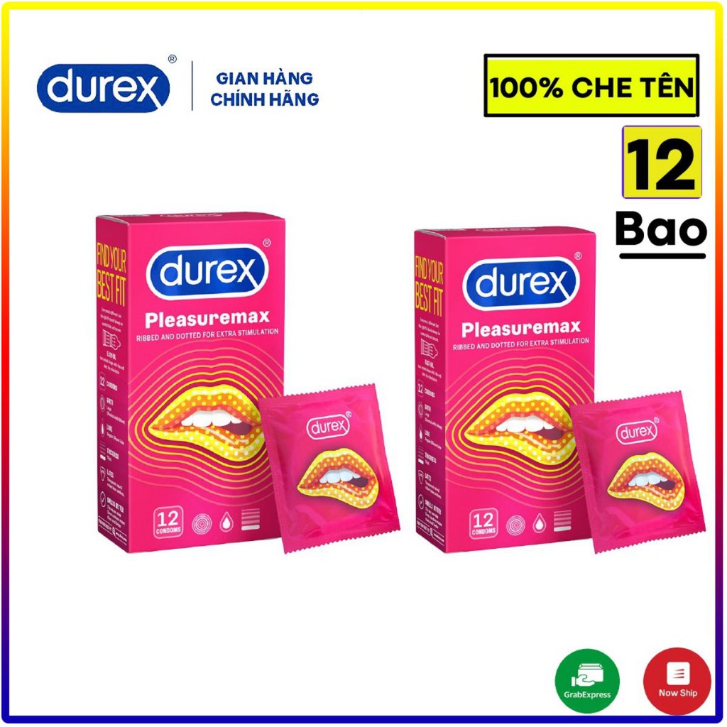 Bộ 2 hộp bao cao su Durex Pleasuremax ( 12 bao / 1 hộp ), gai đầy mình cho tình đê mê.