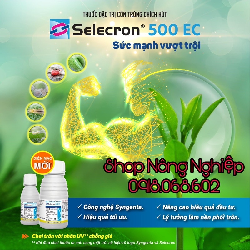 Selecron 500EC 100ml, sản phẩm hữu cơ chuyên phòng trừ côn trùng cho cây.