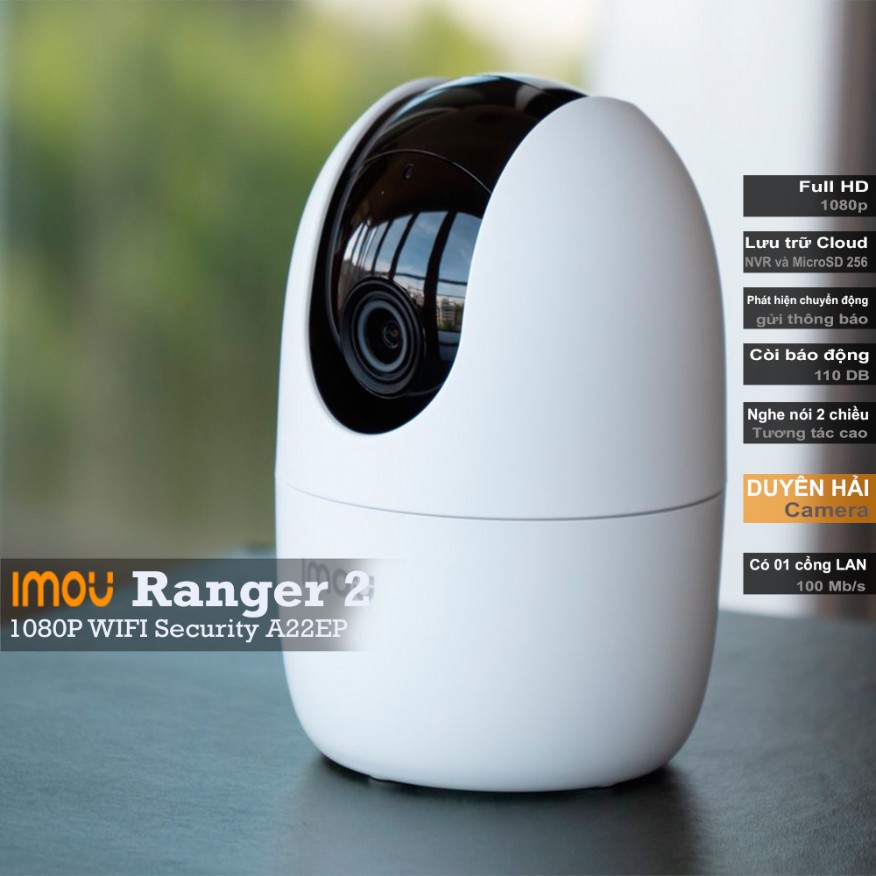 Camera IP WIFI IMOU RANGER 2 IPC (A22EP) Full HD 2.0MP (1920x1080) , xoay 355 độ, cổng LAN | BigBuy360 - bigbuy360.vn
