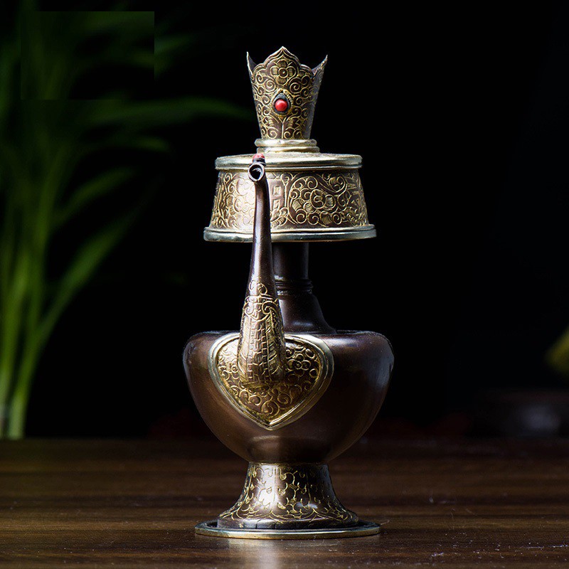 Bình xái tịnh đỏ nâu - Pháp khí Mật tông - Phật giáo Tây Tạng