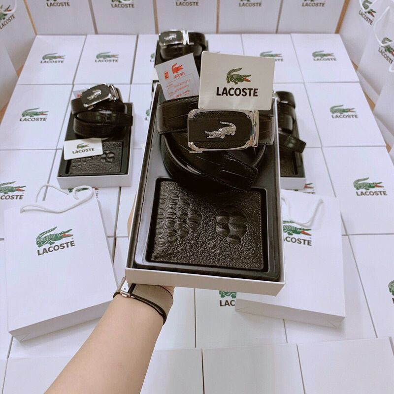 Set 2 chi tiết dây lưng + ví cá sấu fullbox bill túi giấy