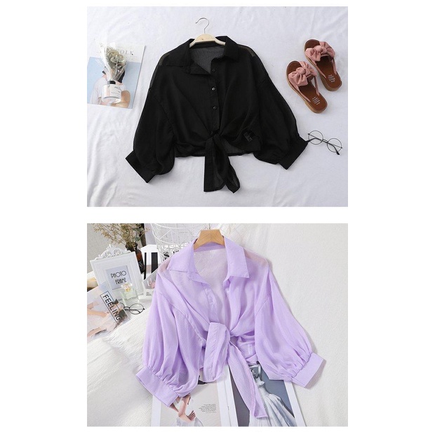 Kho sẵn sàng🎁angryball Áo Khoác Chiffon Mỏng Dáng Rộng Ngắn Thời Trang Sành Điệu