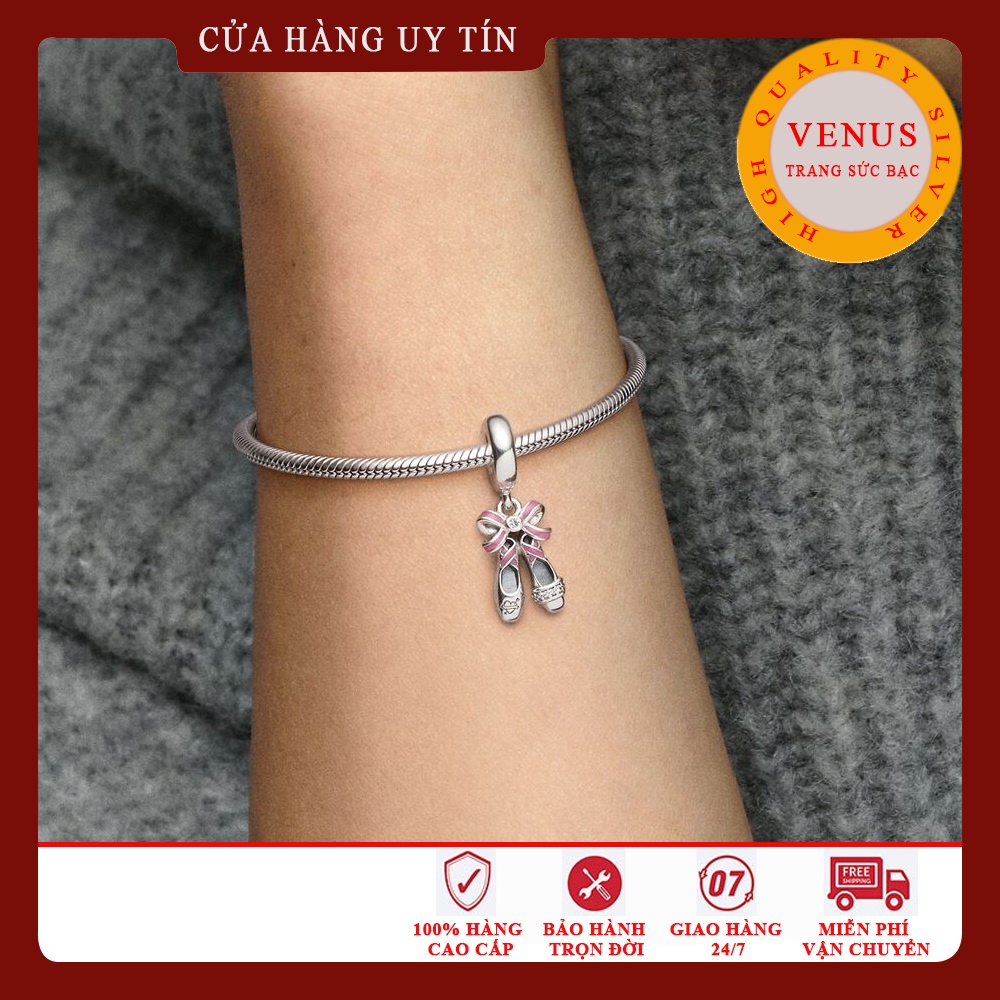 Charm đôi giày nơ hồng s925 ale cao cấp- Trang sức bạc Venus