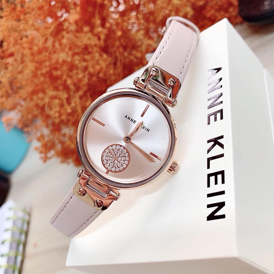 Đồng Hồ Nữ ANNE KLEIN AK/3380RGLP - 34mm - Dây Da - Authentic