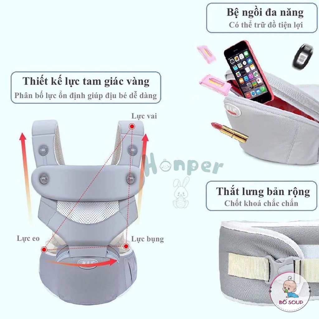 Địu ngồi em bé cao cấp 9 tư thế chính hãng Honper cho bé 6-36th
