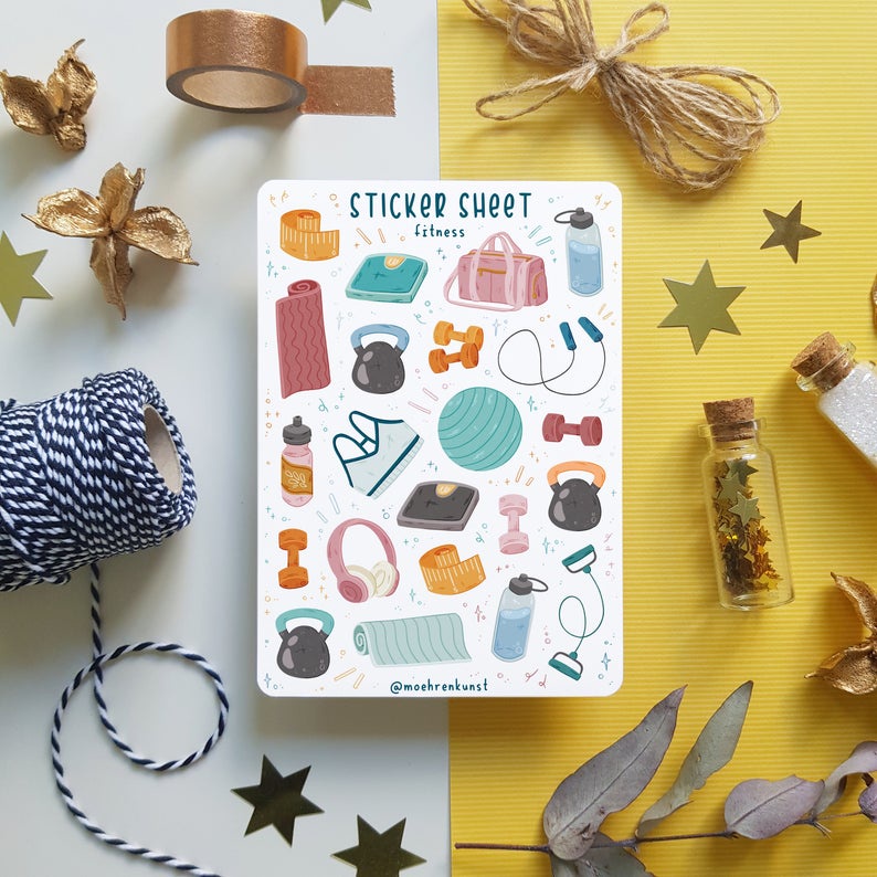 Sticker Sheet Fitness  - Chuyên dán sổ | Bullet Journal Stickers, Summer Stickers, Beach Stickers, Holiday Sticker