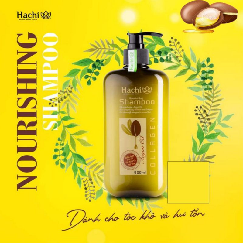 Combo dầu gội đầu nam nữ ARGAN Hachi dành cho tóc hư tổn khô sơ 350ml 500ml 800ml