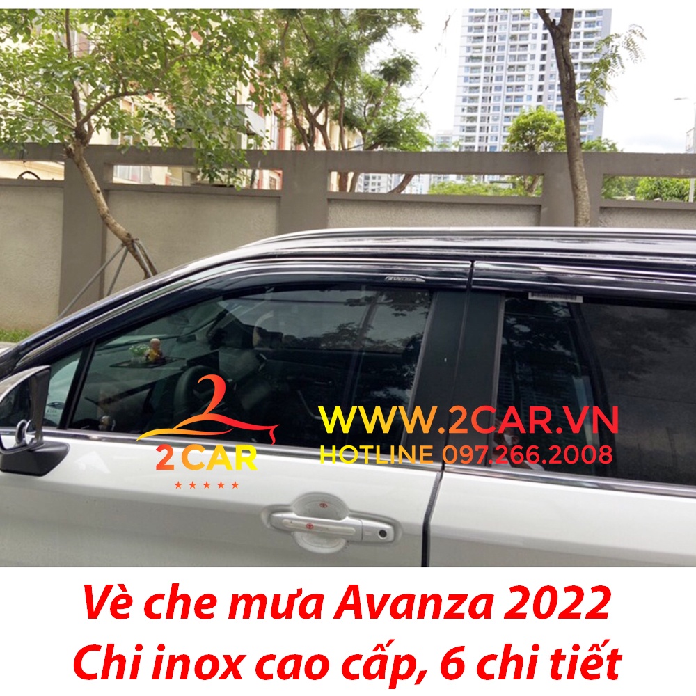 Vè che mưa, viền che mưa xe Toyota Avanza 2022 loại chỉ INOX cao cấp 6 chi tiết