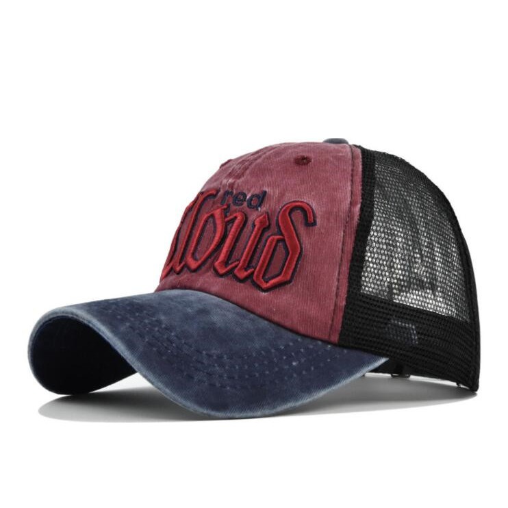 Mũ lưỡi trai bằng cotton phối lưới thoáng khí phong cách vintage retro cho hoạt động thể thao ngoài trời