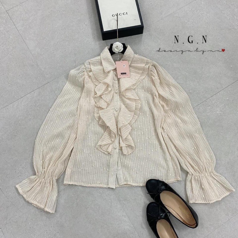 Bán sỉ áo sơ mi cổ bèo cúc ngọc