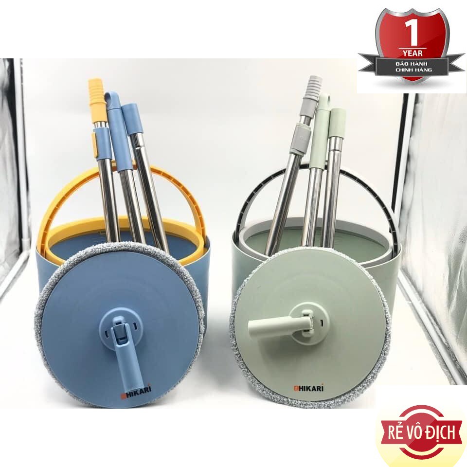 Chổi lau nhà thông minh thương hiệu Nhật HIKARI HR-365F, xoay 360 độ, thép không gỉ, vắt ly tâm cực khô, BH 12 tháng