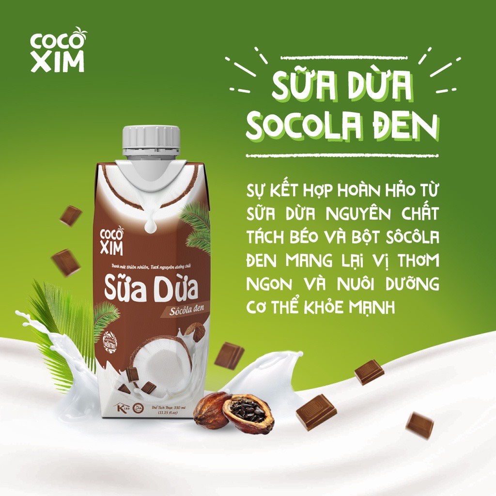 Hộp 330ml Sữa Dừa Socola Đen Cocoxim Đóng Hộp