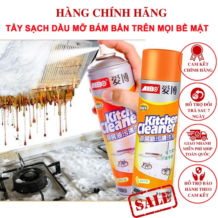 ( Giao Ngay)Bình xịt bọt tuyết tẩy rửa tẩy sạch dầu mỡ bám bẩn trên mọi bề mặt Xịt Bếp Kitchen Cleaner 500ml