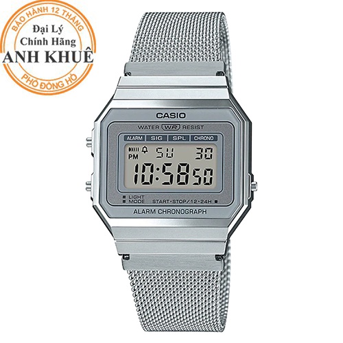 Đồng hồ unisex dây kim loại Casio Anh Khuê A700WM-7ADF