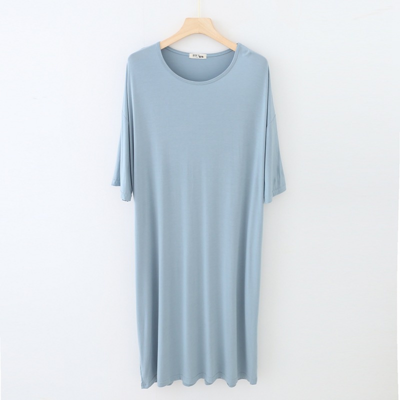 Đầm Cotton Trơn Tay Dài Cổ Tròn Dáng Rộng Thời Trang Mùa Hè Cho Nữ