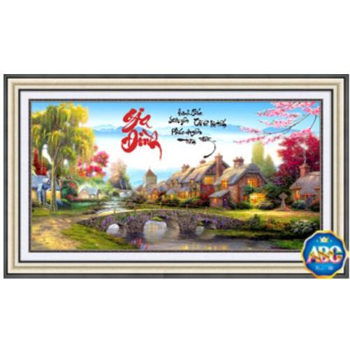 Tranh đính đá gia đình KT:110x60cm. Tranh gắn đá chưa đính.