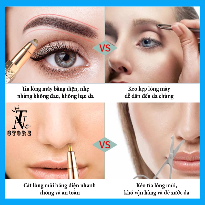 Bút Tỉa Lông Mày Cao Cấp 4 trong 1, tỉa lông mũi, cạo lông nách, cạo lông mặt dễ vệ sinh bằng nước
