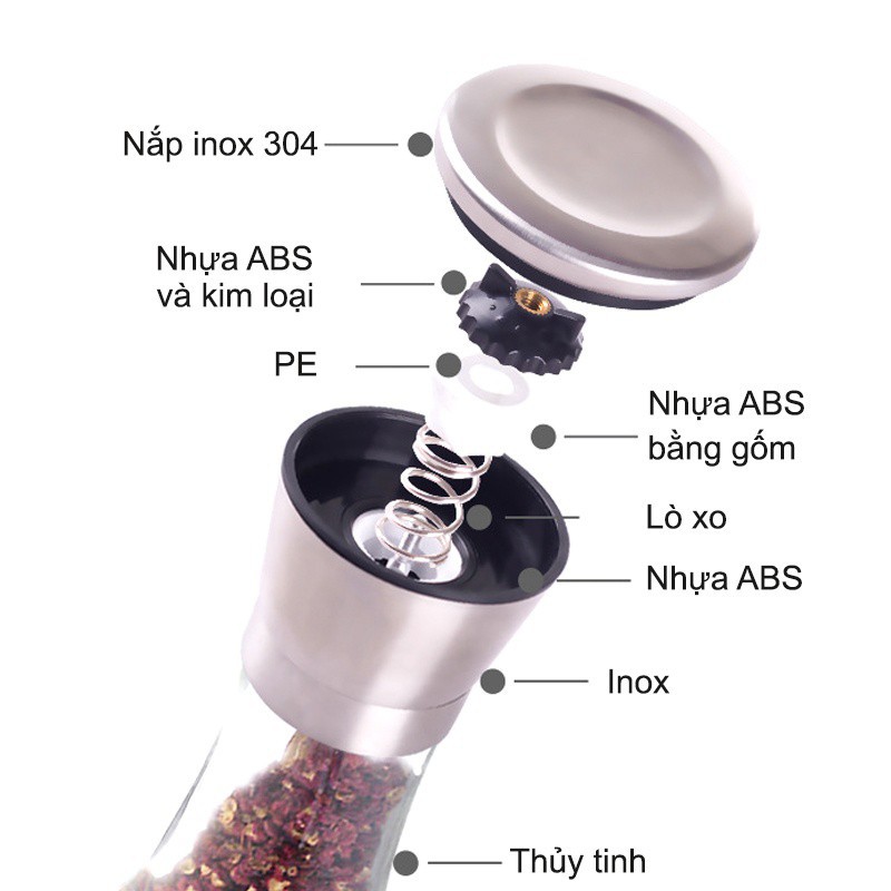 Lọ xay tiêu Inox .