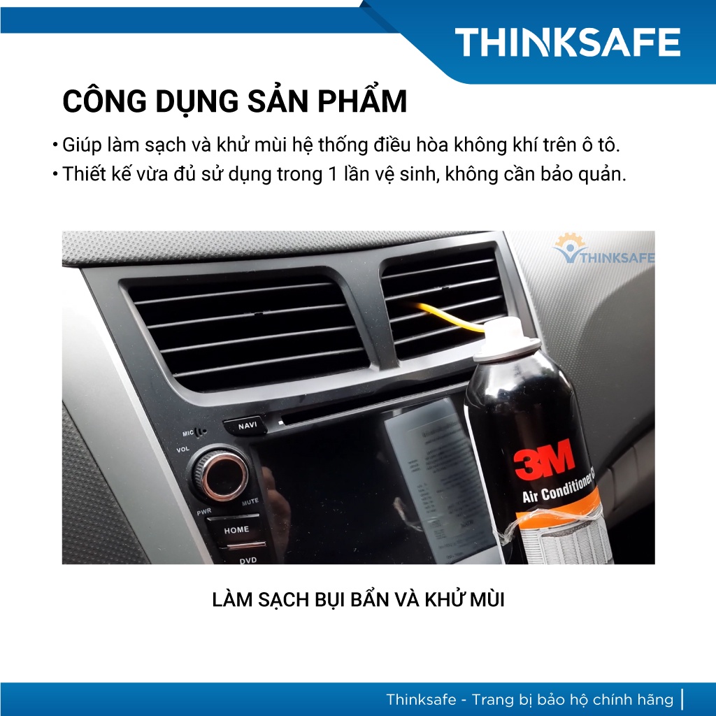 Chai xịt vệ sinh hệ thống điều hòa ô tô 3M 89227 250ml, làm sạch bụi bẩn và khử mùi - Thinksafe