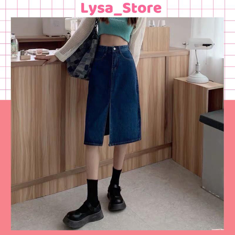 CHÂN VÁY JEAN XANH XẺ DÀI QUA GỐI_A4